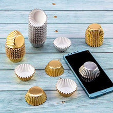 Load image into Gallery viewer, 1000 PCS Cupcake Liners 1.25 inches Mini Foil Baking Cups Wrapper Muffin Cases Gold and Silver Tulip Paper Cups for Baby Shower, Birthday Party, Weddings Decorations (Silver,Gold)

