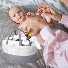 Load image into Gallery viewer, Newthinking Baby Diaper Caddy Organizer with Compartment, Soft Diaper Basket Made of Hand-Woven Rope, 100% Natural Cotton, Eco Friendly and Skin-Friendly (Light Grey)
