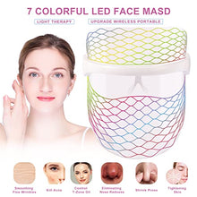 Load image into Gallery viewer, L E D Face Mask Light Therapy, 7 Colors Light Facial Mask for Skin Care, Light Therapy Mask for Facial Rejuvenation, Portable, Rechargeable, Wireless
