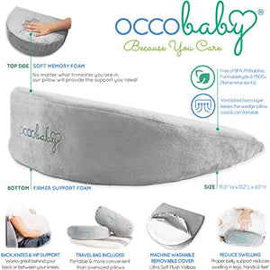 OCCObaby Pregnancy Pillow, Memory Foam Body Wedge for Belly, Knees and Back Support, Reversible Maternity Pillow with Removable Cover and Travel Bag