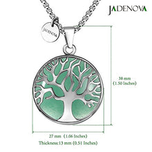 Load image into Gallery viewer, JADENOVA Family Tree Necklace Tree of Life Natural Aventurine Gemstone Crystal Pendant Necklace 24 Inches Stainless Steel Chain
