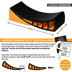 CARMTEK Camper Leveler Kit - Curved RV Levelers with Camper Wheel Chocks for Travel Trailers | Faster Camper Leveling Than RV Leveling Blocks (2 Pack)