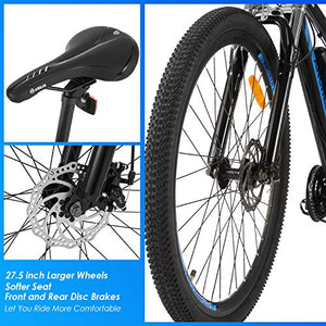 ANCHEER 350W 27.5'' Electric Bike, Electric Mountain Bike Newest 20MPH Adults Ebike with Removable 36V 10.4Ah Lithium-Ion Battery, Professional 24 Speed Gears