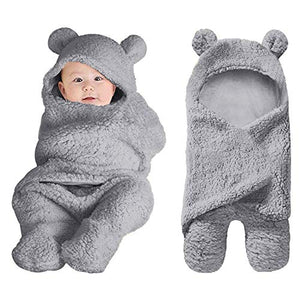 XMWEALTHY Cute Baby Items Newborn Plush Nursery Swaddle Blankets Soft Infant Girls Clothes Grey