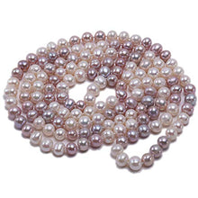 Load image into Gallery viewer, JYX AA + Pearl Long Necklace Classical 8-9mm Multi Color Natural Freshwater Cultured Pearl Sweater Necklace 47&quot;
