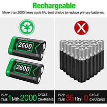 Load image into Gallery viewer, Controller Battery Pack for Xbox One/Xbox Series X|S, Rechargeable Battery Pack with Xbox One Charger, 2x2600 mAh Battery Pack Work with Xbox Series X|S/Xbox One/Xbox One S/Xbox One X/Xbox One Elite
