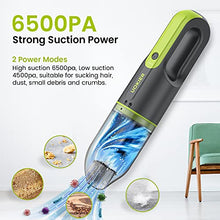 Load image into Gallery viewer, Handheld Vacuum Cleaner Cordless, UOKIER Hand Vacuum&amp;Air Blower 2-in-1, Mini Portable Hand Held Vac with 6500PA Strong Suction Rechargeable Li-ion Battery for Pet Hair, Home and Car, 2 Speeds
