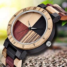Load image into Gallery viewer, Inverted Geometric Wood Watch Creative Quartz Watch for Men Hand-Made Wooden Watches (Khaki)
