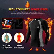 Load image into Gallery viewer, MEETWEE Thermal Shirts for Men, Long Sleeve Fleece Lined Base Layer Cold Weather Winter Warm Compression Tops Skiing Running (Black+Blue, Small)
