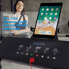 Load image into Gallery viewer, SereneLife Smart Digital Folding Treadmill - Electric Foldable Exercise Fitness Machine, Large Running Surface, 3 Incline Settings, 12 Preset Program, Sports App for Running &amp; Walking (SLFTRD30)

