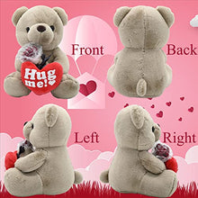 Load image into Gallery viewer, Valentine&#39;s Day Hug Me Teddy Bear, 9in Plush Heart Teddy Bear Stuffed Animal with Bow Rose Valentines Day Gift for Kids Couple Girlfriend Valentines Exchange Gift, Valentines Party Favor, Birthday
