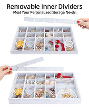 Load image into Gallery viewer, UIUIX Stackable Velvet Jewelry Trays Organizer for Drawer, Velvet Jewelry Storage Display Trays, Earring Necklace Bracelet Ring Organizer, Set of 4 (Grey)
