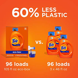 Tide Laundry Detergent Liquid Soap Eco-Box, Ultra Concentrated High Efficiency (HE), Original Scent, 96 Loads