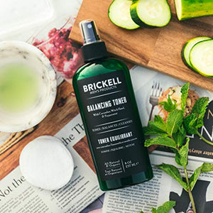 Brickell Men's Balancing Toner For Men, Natural and Organic Alcohol-Free Cucumber, Mint Facial Toner with Witch Hazel, 8 Ounce, Scented