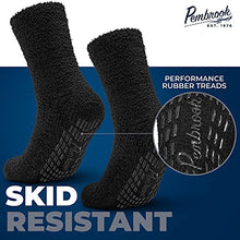 Load image into Gallery viewer, Pembrook Non Skid / Slip Socks – (2-Pack – Black) – Hospital - Fuzzy Slipper Socks – Great for adults, men, women. Designed for medical hospital patients but great for everyone

