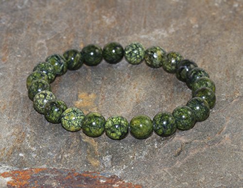 8 mm Russian Serpentine Bracelet Green Bead Bracelet Healing Stone Bracelet Mens Bracelet Women Bracelet Gemstone Jewelry Yoga Bracelet Gift