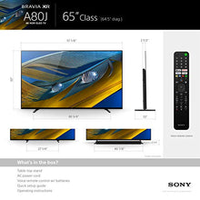 Load image into Gallery viewer, Sony A80J 65 Inch TV: BRAVIA XR OLED 4K Ultra HD Smart Google TV with Dolby Vision HDR and Alexa Compatibility XR65A80J- 2021 Model, Black
