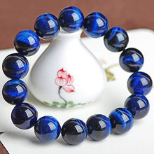 Load image into Gallery viewer, Natural Handmade Blue Tiger Eye Bracelet - Semi Precious Round Beads Stretch Bracelet - Gemstone Beaded 8mm - Planet Jupiter Bracelets
