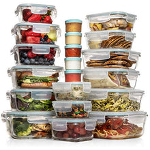 Load image into Gallery viewer, Razab 35 Pc Set Glass Food Storage Containers with Lids - Glass Meal Prep Containers Airtight Glass Bento Boxes BPA-Free 100% Leak Proof (15 lids,15 glass &amp; 5 Plastic Sauce/Dip Containers)

