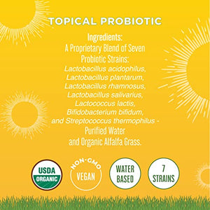 Probiotics for Women Men & Kids | USDA Organic Probiotics for Skin Care Health | Topical Probiotic Spray | Topical Skincare Support Supplement | Vegan | Non-GMO | Gluten Free | 4 Fl Oz