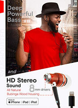 Load image into Gallery viewer, Symphonized NRG MFI Wired Earbuds – Apple Certified – in-Ear Noise-Isolating – Stereo Headphones – Premium Genuine Bubinga Wood – Lightning Headphones Compatible with Apple Devices (Black)
