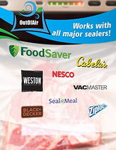Load image into Gallery viewer, 11&quot; x 25&#39; Rolls (Fits Inside Machine) - 4 Pack (100 feet total) OutOfAir Vacuum Sealer Rolls. Works with FoodSaver Vacuum Sealers. 33% Thicker, BPA Free, Sous Vide, Commercial Grade
