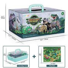 Load image into Gallery viewer, TEMI Dinosaur Toy Figure w/ Activity Play Mat &amp; Trees, Educational Realistic Dinosaur Playset to Create a Dino World Including T-Rex, Triceratops, Velociraptor, Perfect Gifts for Kids, Boys &amp; Girls
