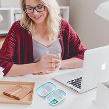 Load image into Gallery viewer, 3 Pack 8 Compartments Travel Pill Organizer Moisture Proof Small Pill Box for Pocket Purse Daily Pill Case Portable Medicine Vitamin Holder Container (Blue+Green+Khaki)
