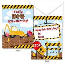 Load image into Gallery viewer, Paper Frenzy Construction Themed Valentine Cards WITH ENVELOPES - 25 Pack
