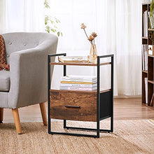 Load image into Gallery viewer, SONGMICS Nightstand, End Table, Fabric Drawer with MDF Front, for Bedroom Closet Dorm, Steel Frame, Industrial, Rustic Brown and Black ULGS102B01
