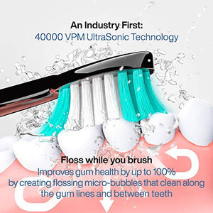 AquaSonic Black Series Ultra Whitening Toothbrush - 8 DuPont Brush Heads & Travel Case Included - Ultra Sonic 40,000 VPM Motor & Wireless Charging - 4 Modes w Smart Timer - Modern Electric Toothbrush