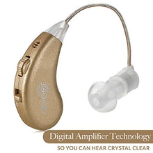 Load image into Gallery viewer, Digital Hearing Amplifiers - Rechargeable BTE Personal Sound Amplifier Pair with USB Dock - Premium Gold Behind The Ear Sound Amplification - by MEDca
