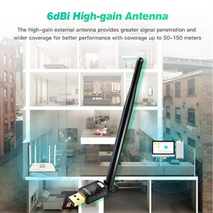 EDUP LOVE USB Wi-Fi Adapter with 6dBi Antenna, USB Wireless 150Mbps Network Adapter WiFi Dongle for Laptop Desktop PC Support Windows 10/8.1/7 /XP/Vista/Mac OS