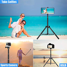 Load image into Gallery viewer, Selfie Stick Tripod, 62 inch Ultra-Long Extendable Selfie Stick Tripod Stand Aluminum Alloy with Bluetooth Remote for iPhone 11 Pro XS MAX X XR SE 8 7 Plus, Samsung Galaxy S20 S10 S9 S8 Plus Android
