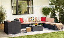 Load image into Gallery viewer, KaiMeng 8 Piece Patio Sofas Furniture Outdoor Lawn Garden Rattan Sets, Black Brown Wicker Conversation Sets Sectional Sofa with Seat Cushions and Single Sofa
