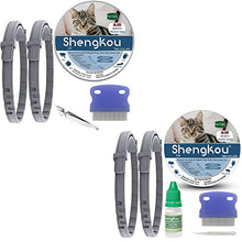 Load image into Gallery viewer, Flea and Tick Collar Drop for Cat, Made with Natural Plant Based Essential Oil, Safe, Effective, Waterproof, 12-Month Protection, Free Flea Comb &amp; Treatment Prevention Drop, 13.8 in (4 Packs)
