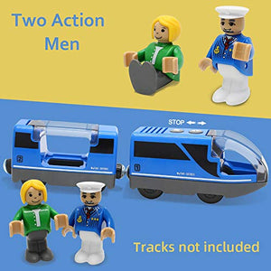 Lebze Battery Operated Action Locomotive Train (Magnetic Connection) - Powerful Engine Travel Train Set Fits Thomas Brio Wooden Train and Tracks - Toy Train Set for Toddlers