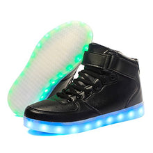 Load image into Gallery viewer, Voovix Kids LED Light Up Shoes USB Charging Flashing High-top Sneakers for Boys and Girls Child Unisex(Black,US3.5/CN36)
