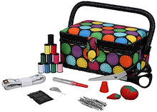 Load image into Gallery viewer, SINGER 07272 Polka Dot Small Sewing Basket with Sewing Kit Accessories
