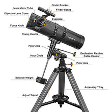 Load image into Gallery viewer, Telescope, Polaris 130EQ Newtonian Professional Astronomical Reflector Telescope Comes with Cellphone Adapter with 1.5X Barlow Lens &amp; 1.25-Inch 13 Percent Transmission Moon Filter
