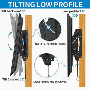 Everstone Adjustable Tilt TV Wall Mount Bracket for Most 32-80 Inch LED,LCD,OLED,Plasma Flat Screen,Curved TVs,Low Profile,Up To VESA 600x400 and 165 LBS,Includes HDMI Cable and Level,Fits 16",18",24"