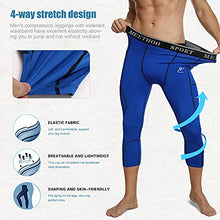 Load image into Gallery viewer, MEETWEE Men's Compression Pants, Cool Dry Running Athletic Tights Workout Leggings Long Base Layer for Gym Fitness Sports (Black+Blue, Large)
