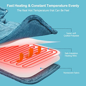 Heating Pad for Neck and Shoulders, 2lb Large Weighted Neck Heating Pad Electric for Neck Shoulder Pain Relief, 6 Heat Settings 4 Auto-Off, Gifts for Women Men Mom Dad, 16"x23" (Blue)