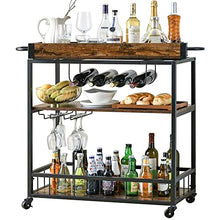 Load image into Gallery viewer, Bar Carts for The Home, Mini Home Bar with Wheels, Industrial Mobile Wine Trolley with Wine Rack and Glass Holder, for Outdoor/Living/Kitchen
