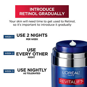 L'Oreal Paris Revitalift Pressed Night Cream with Retinol, Niacinamide, Visibly Reduce Wrinkles, Hydrate for Face, Under Eye, Neck, Chest, Dermatologist tested + Hyaluronic Acid Serum Sample