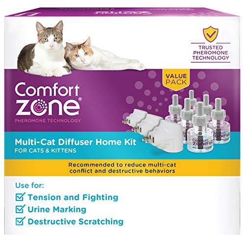 Comfort Zone MultiCat Calming Diffuser Kit, Cat Pheromone 3 Diffusers and 6 Refills-48ml, New Formula