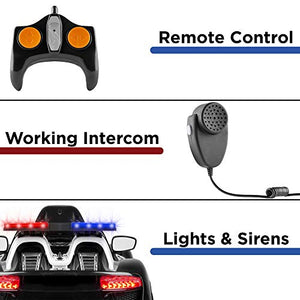 Best Choice Products 12V 2-Speed Kids Police Sports Car Ride On w/ AUX Port, Parent Remote Control, Working Intercom, Headlights, Sounds