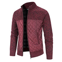 Load image into Gallery viewer, Ewisvgh Men's Vintage Jackets, Stand Collar Patchwork Coats Fall Winter Sherpa Fleece Lined Trench Windbreaker
