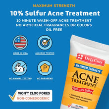 Load image into Gallery viewer, De La Cruz 10% Sulfur Ointment Acne Treatment - Medication to Clear Cystic Acne Pimples and Blackheads on Face and Body - Made in USA - 2.6 oz Tube
