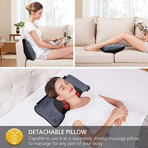 Comfier Massage Mat, Full Body Heating Massage Pad with Movable Shiatsu Neck Massage Pillow, 10 Vibrating Motors & 4 Heating Pad, Neck,Shoulder Back Massager